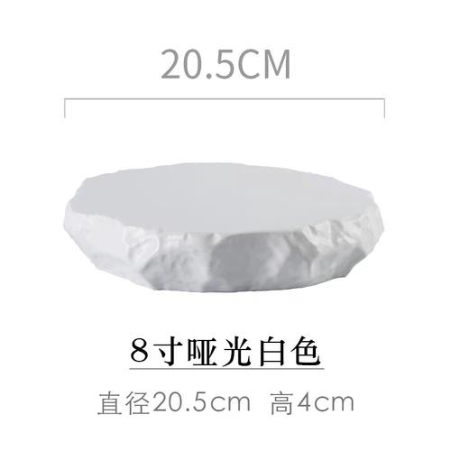 White Irregular Stone Patterned Ceramic Plate, Western Style Steak Plate, Dessert Plate, Hotel Restaurant Kitchen Utensils