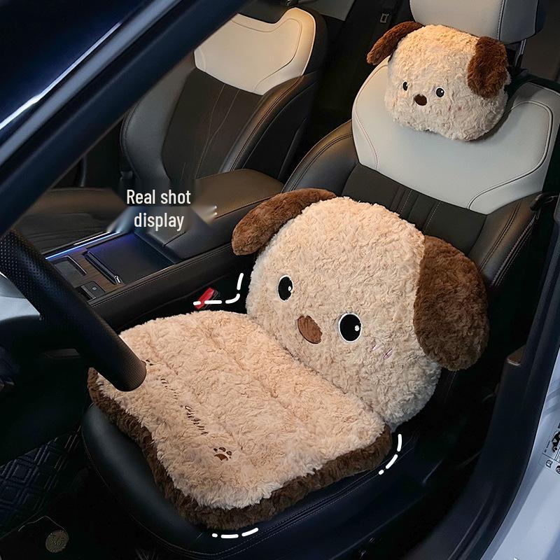 Damen Winter Plüsch Autositz- und Rückenlehnenbezug – Warm, Niedlich, Integriertes Design