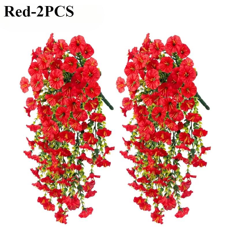 

Artificial Faux Plants Flowers Fake Silk Fuchsia UV Resistant Realistic Morning Glory for Hanging Planter Porch Patio Decoration