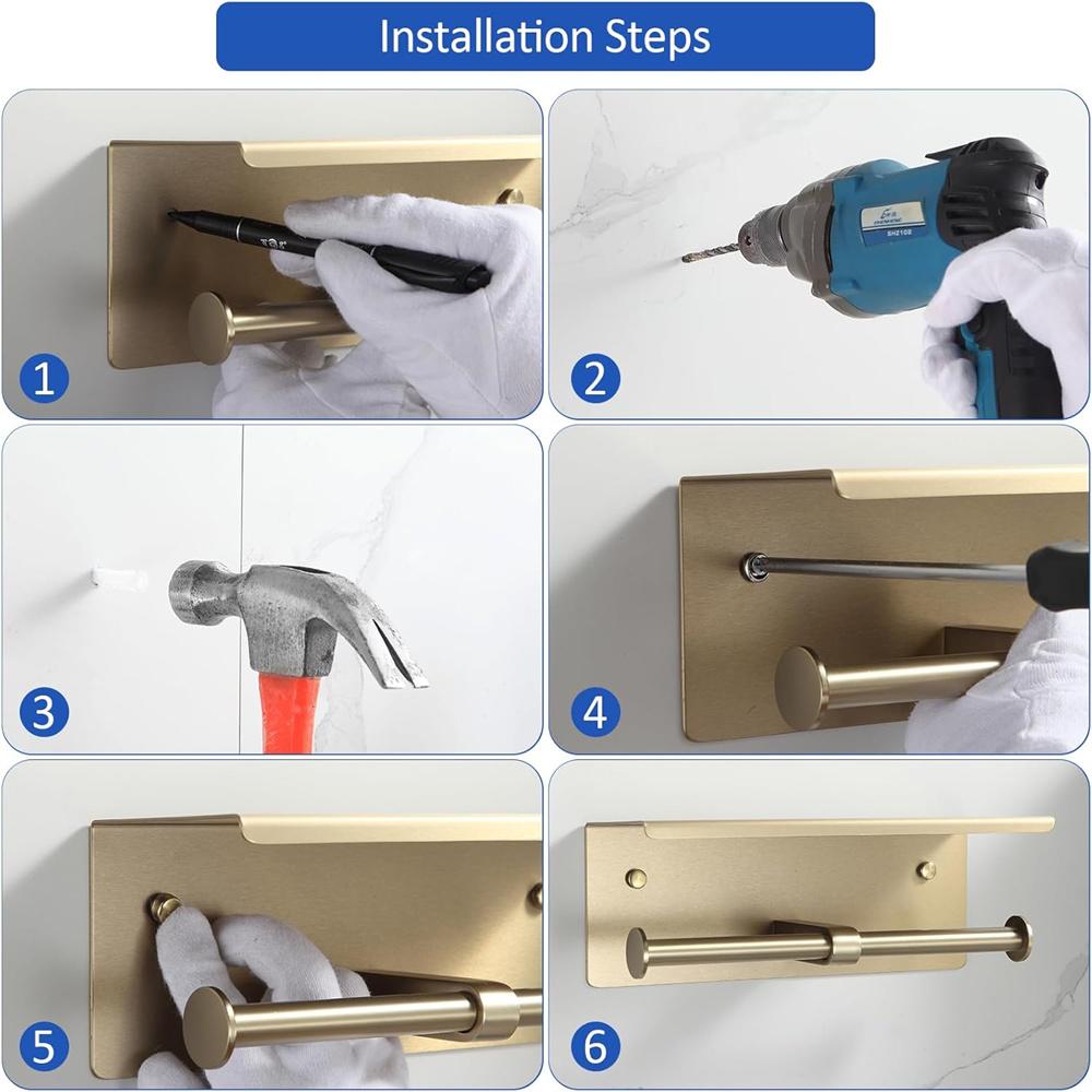 Stainless steel wall mounted tissue holder with smartphone and keyboard holder - space saving design, polished surface