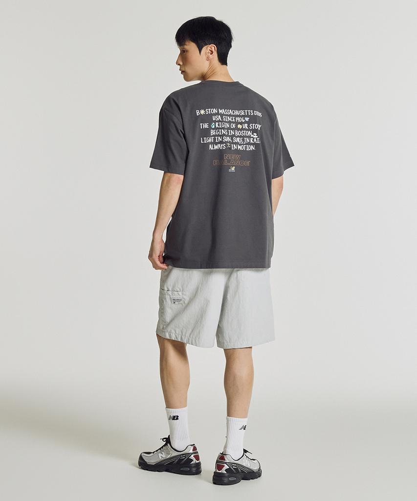 Nyuballanseu Nbneg31663 / Uni Sunny Rainy Lettering Short Sleeve T-Shirt (Charcoal)