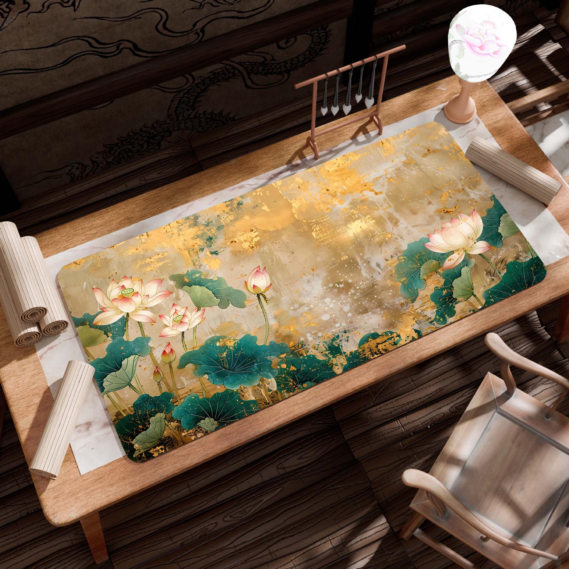 

Очень большой коврик для мыши с древней картиной пейзажа и толстым краем с оверлоком - Большой коврик для офисного стола 600x300x2mm