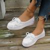 Fashion Classic Bowknot Decoration Pu Slip On Pumps Women 2025 Summer Round Toe Low Heel Loafers Shoes Elegant Soft Sole Nurse Shoes