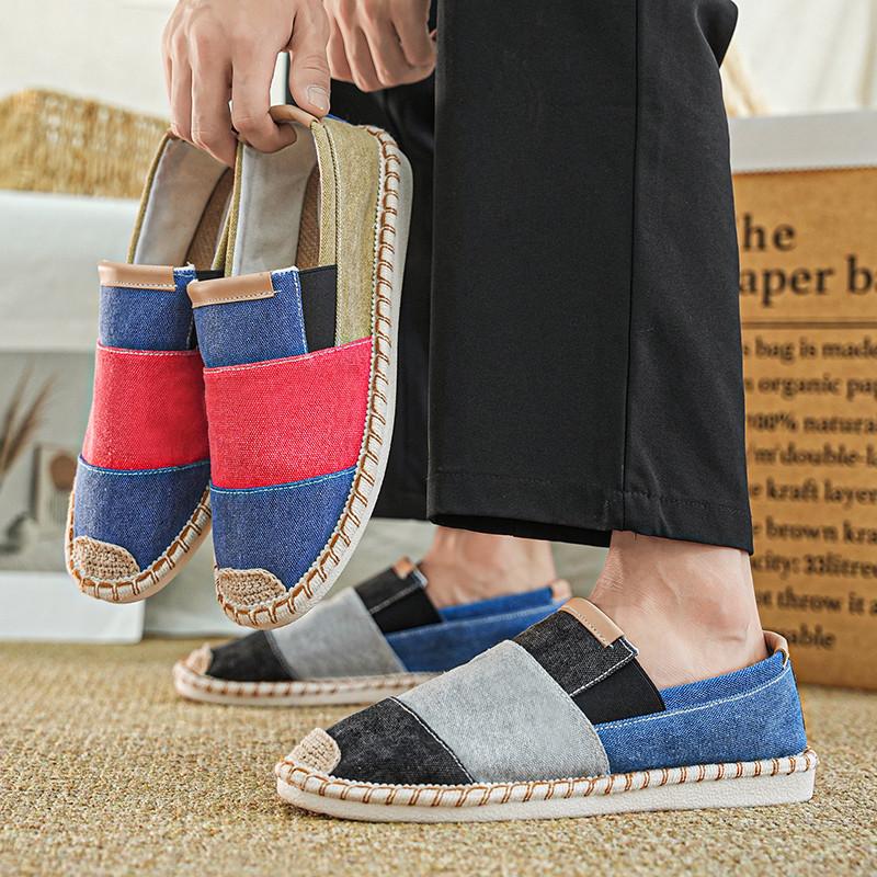 Fashion Summer Slip On Shoes Men Hemp Canvas Shoes Comfortable Flats Men's Cloth Shoes Breathable Casual Loafers Men Fisherman Shoes