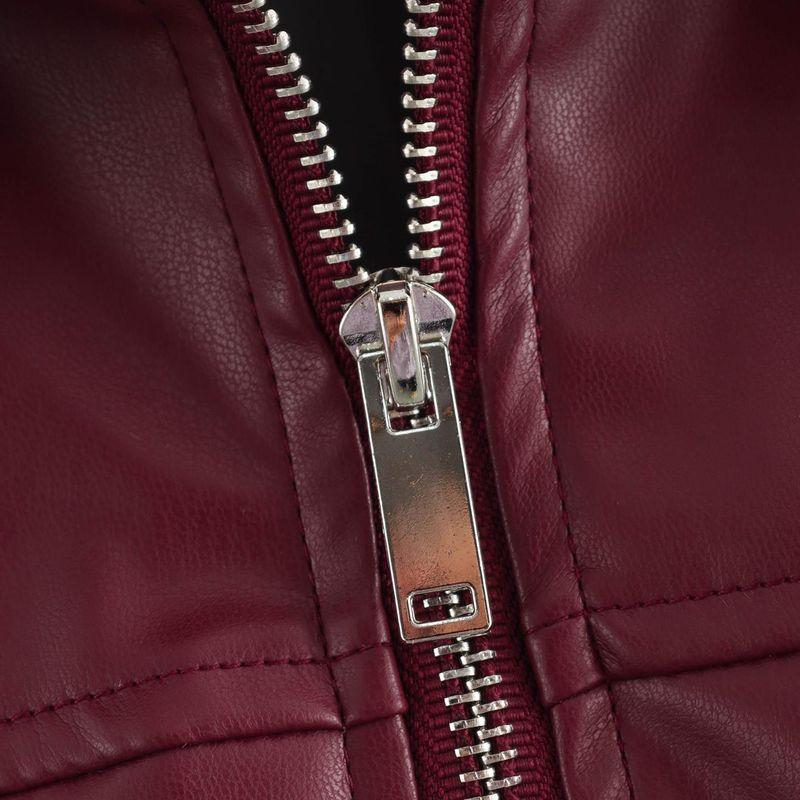 Kaslead New Arrival Women's Clothing Fashion Style Stylish Simple and Versatile Zipper Leather Jacket Coat