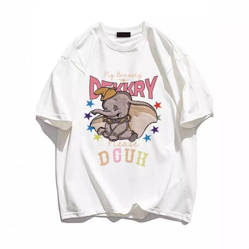 

Korean Style Plus-Size Loose Cartoon Print Short-Sleeve T-Shirt for Women, Trendy Casual Summer Top That Enhances Complexion White M [Recommendation 40-50kg]