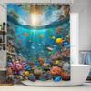 Underwater World Shower Curtain Ocean Scene Print Waterproof Fabric Bath Decor for Home Decoration Vivid Fishes Coral Reefs Desi