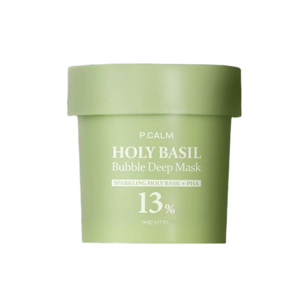 P.CALM Holy Basil Bubble Deep Mask 90g, Pore Purifying & Sebum Control, Wash-off Bubble Pack