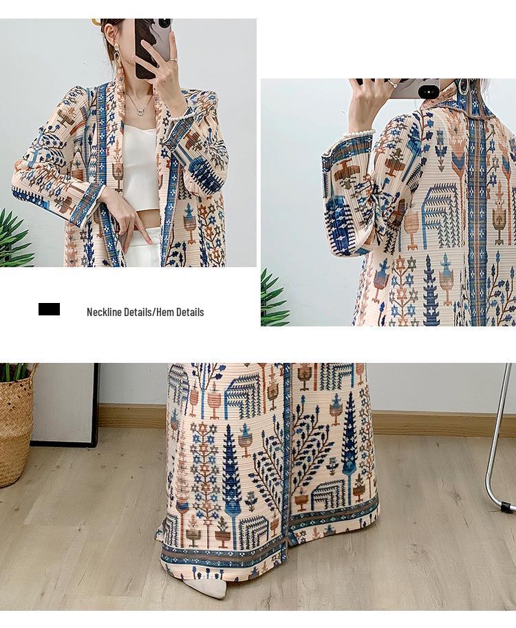 Elegantní plisovaný dlouhý set šatů a kardiganu - Módní muslimský oděv