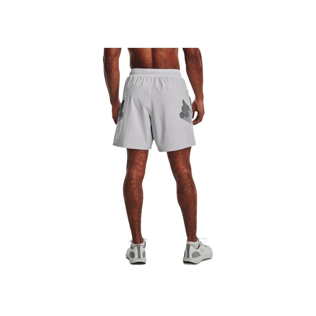 Under Armour Honeycomb Pattern Printed Embroidered Logo Drawstring Loose Fit Shorts Men Shorts White 1370416-014