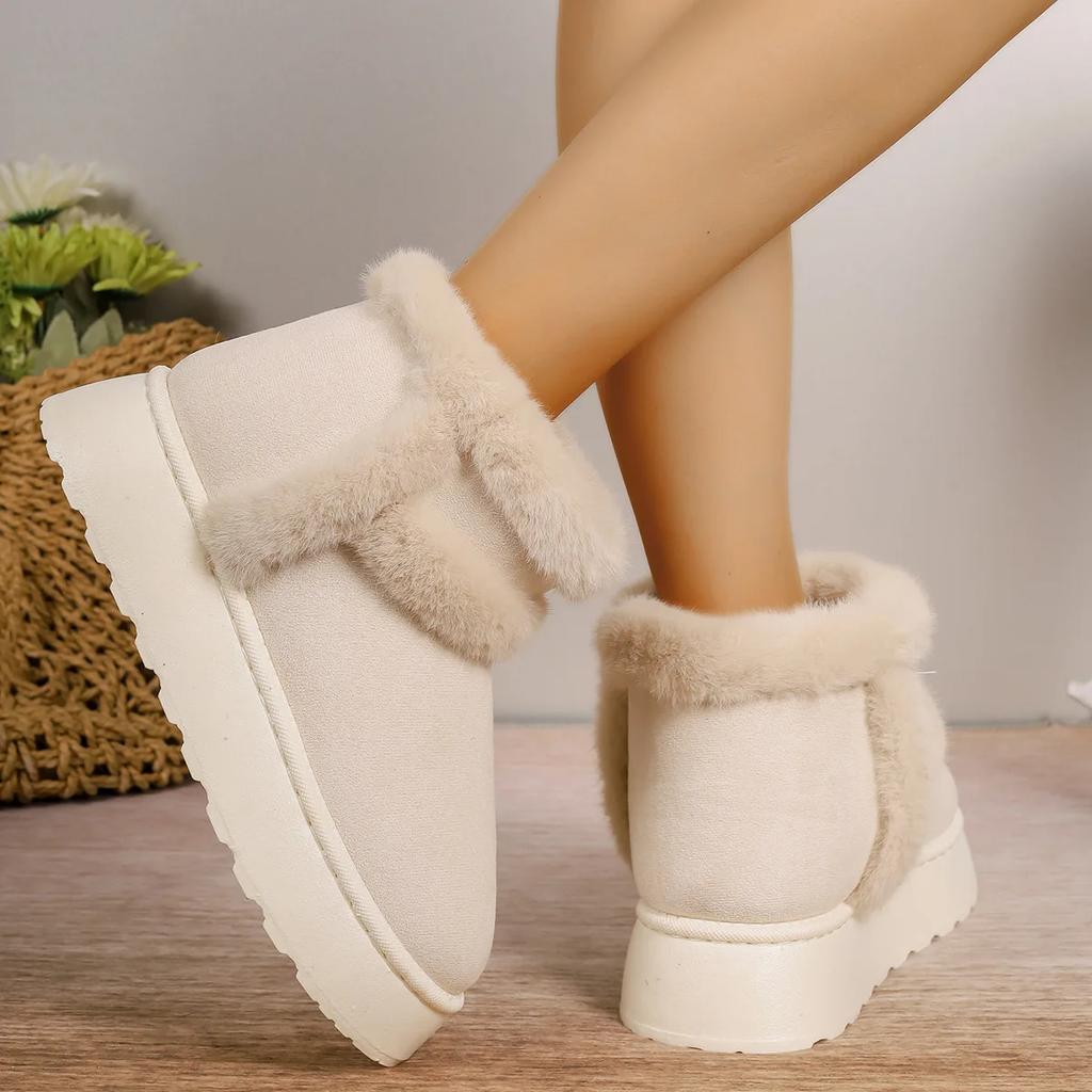 Fashion Thick Bottom Snow Boots Women Fashion Warm Cotton Shoes Flat Anti-slip Casual Short Boots Black Winter Shoes Women Botas Mujer