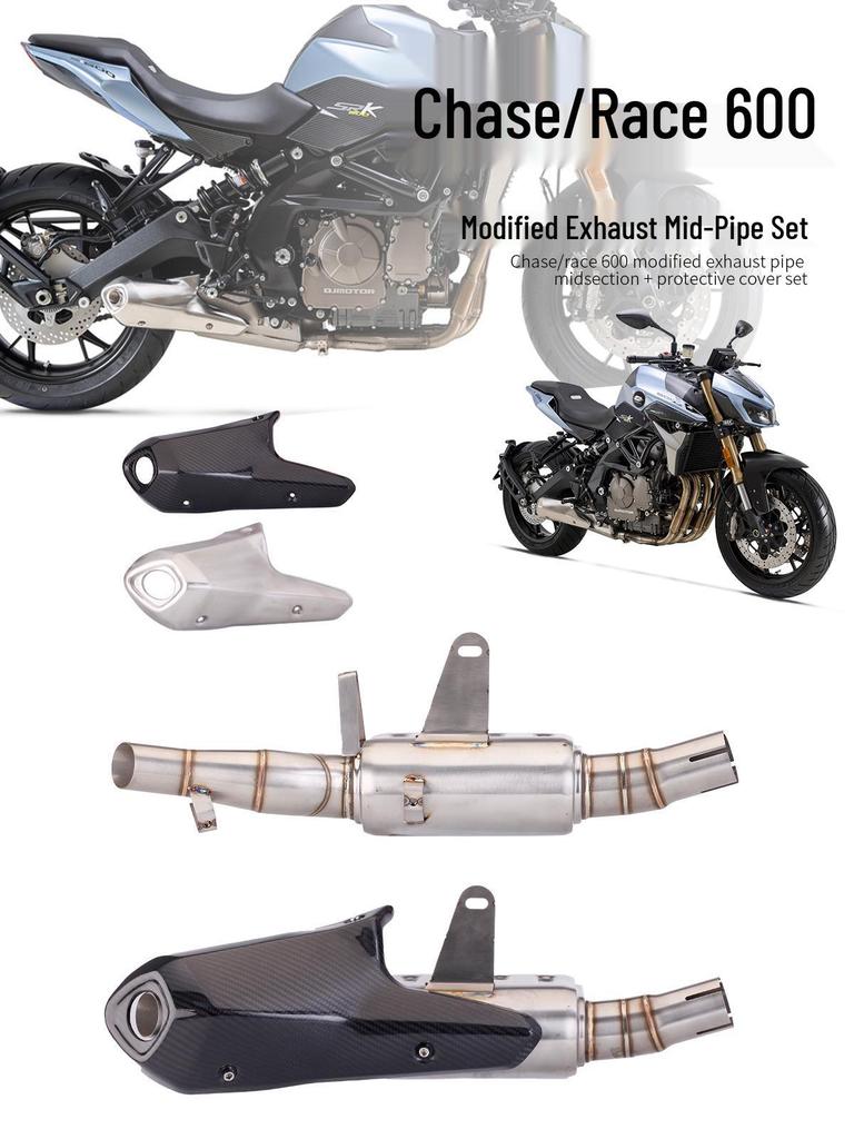 600cc Motorcycle Modified Stainless Steel Exhaust with Carbon Fiber Cover