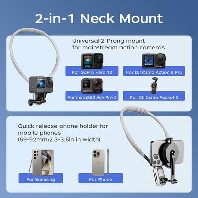 Magnetische Halsmontage für Go Pro Handyhalter, Schnellverschluss POV Video Vlog Flexibler Winkel Halskettenhalter für Actionkamera Handy