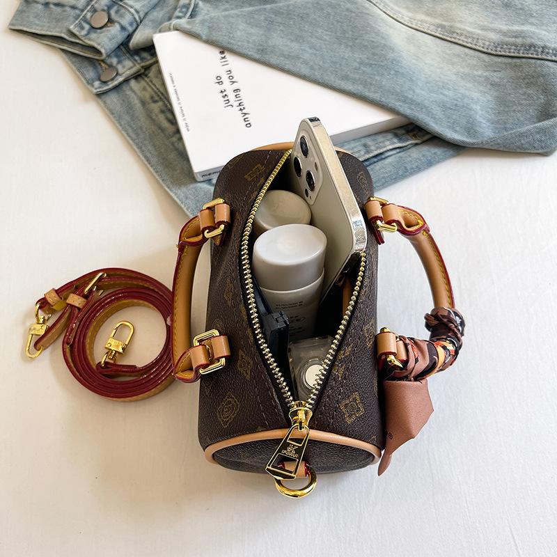 New Fashionable Contrasting Color Silk Scarf Pillow Bag Portable Shoulder Oblique Span Trendy Women's Bag