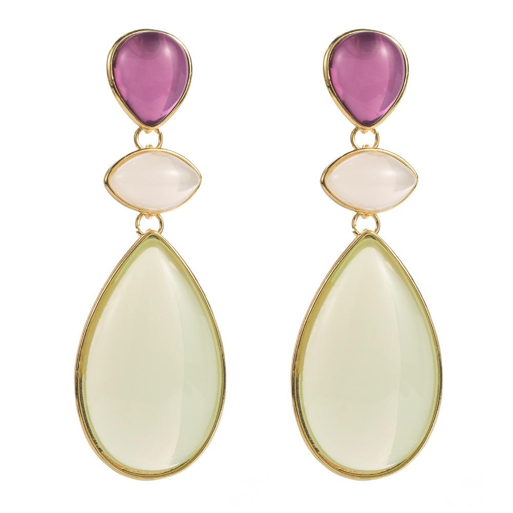 ZA Geometric Resin Long Earrings: European & American Style, Shell Pendant, High-Quality Women's Jewelry
