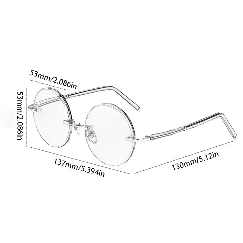 Non-polarized Fashion Classic Rimless Sunglasses Women Men Dark Green Lens Sun Glasses Round Glasses Summer Decorative Eyeglasses