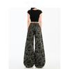 American Camouflage Wide Leg Denim Women 2025 Summer New High Waist Loose and Slimming Drooping Straight Mop Pants