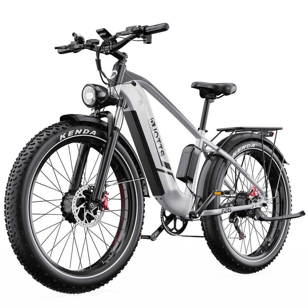 Elektrische Fiets DUOTTS F26 750Wx2 Motor LCD Display 48V 20AH 26" Fat Tire Elektrische Fiets Voor Volwassene Topsnelheid 50Km/u Grijs