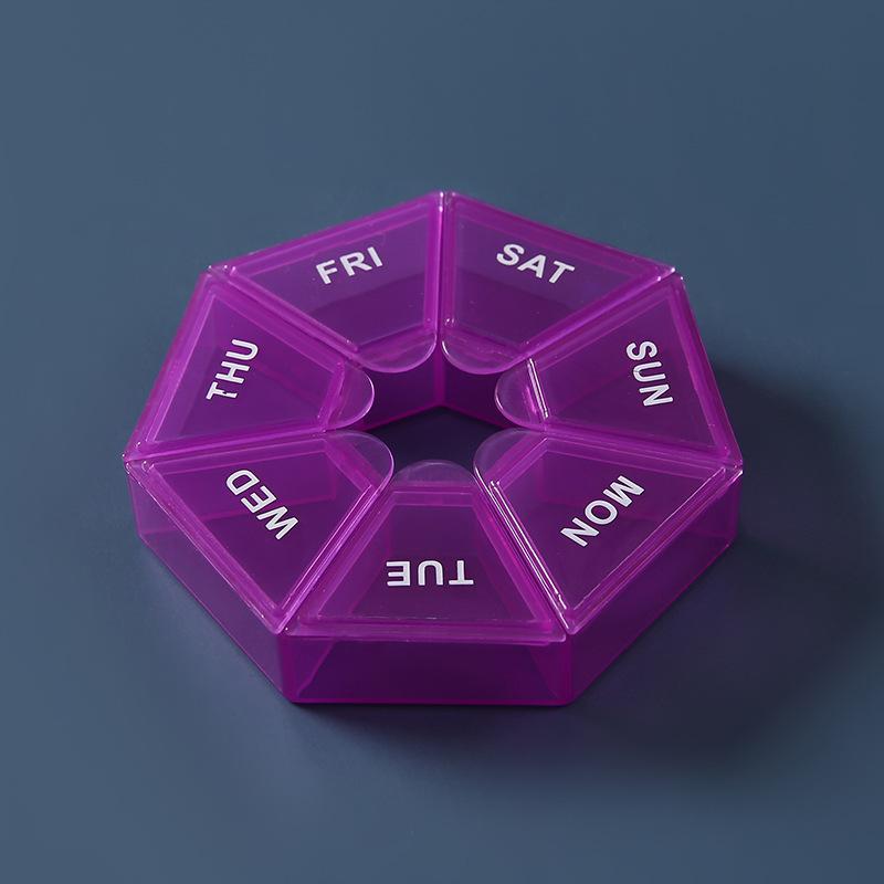 Portable Pill Case Plastic 7Days Tablet Vitamin Small Pill Box 1Week Grid Plastic Box Color Transparent Pill Box Storage Tablet