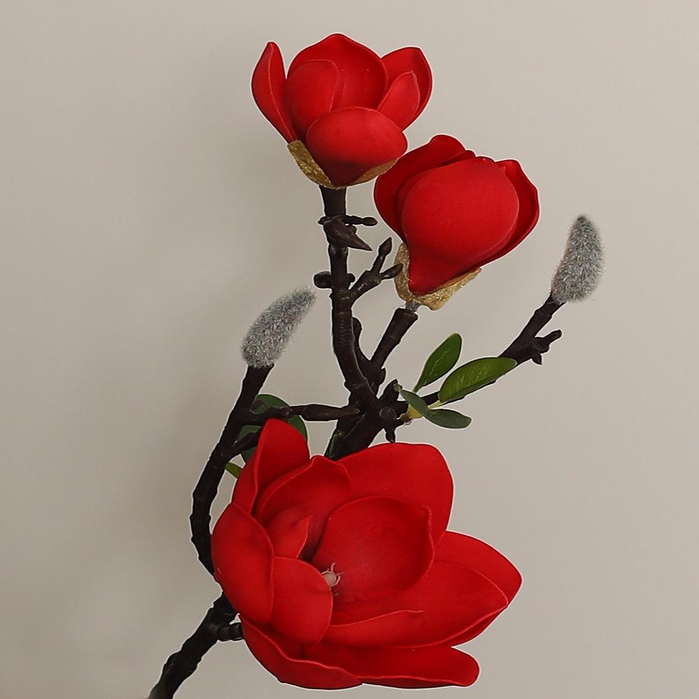 Large Magnolia Artificial Flower Bouquet for Living Room - High-End Floor Stand Floral Decoration