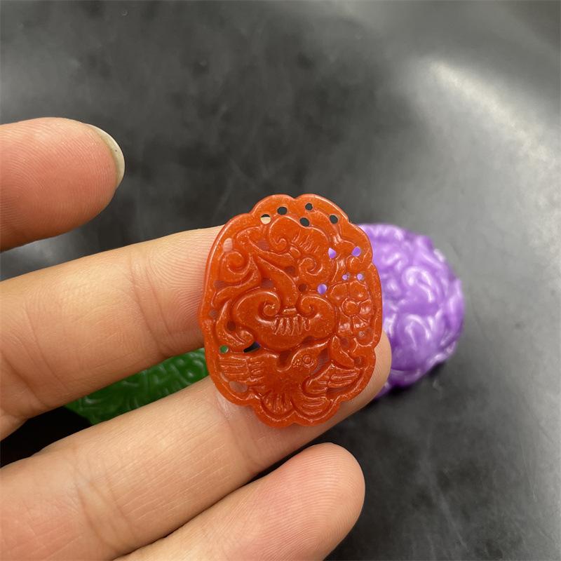 Affordable Jade Purple BASHAN Cuiyu Filigree Flower Pendant with Ruyi Lock and Green Round Wanzi Design