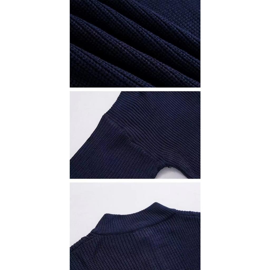 Spring and Autumn Loose Fashion Half Zipper Hooded Sweater for Men, Hong Kong Style Versatile and Casual Design, Stand Up Collar Knitted Sweater