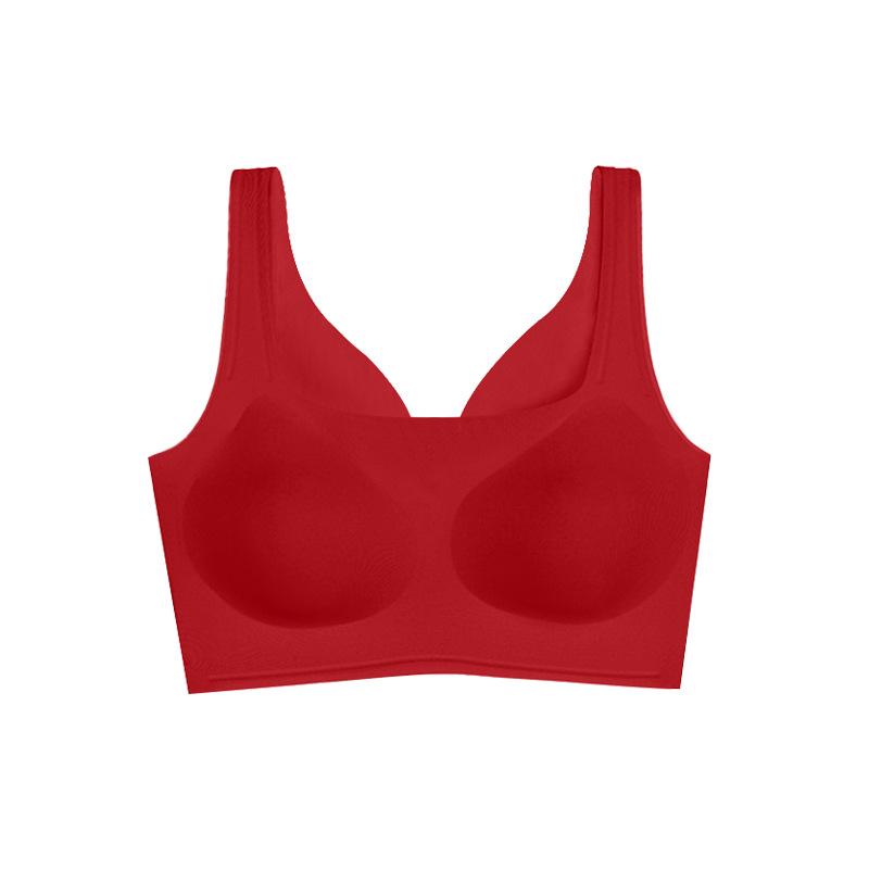 Traceless wear on both sides, soft support, generous collar, casual small deep V low neck, double jelly strip breathable bra