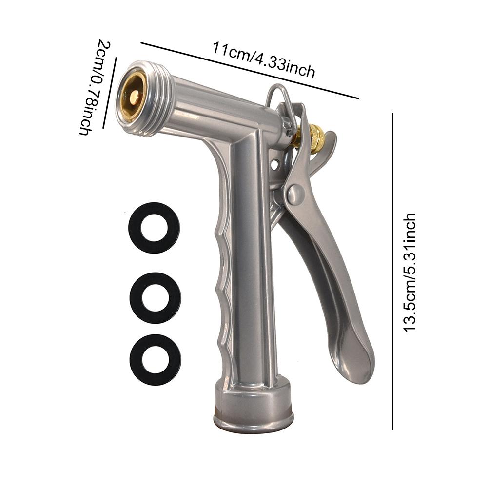 5.5inch Zinc Alloy Adjustable Hose Nozzle with Threaded Front Grip Hose Sprinkler for Watering Plants Washing Car Showering Pet