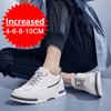 Men's Casual Sneakers 8CM 6CM Elevator Shoes White Sports Board Invisible Height Increase Shoes Black Leather Men Shoes