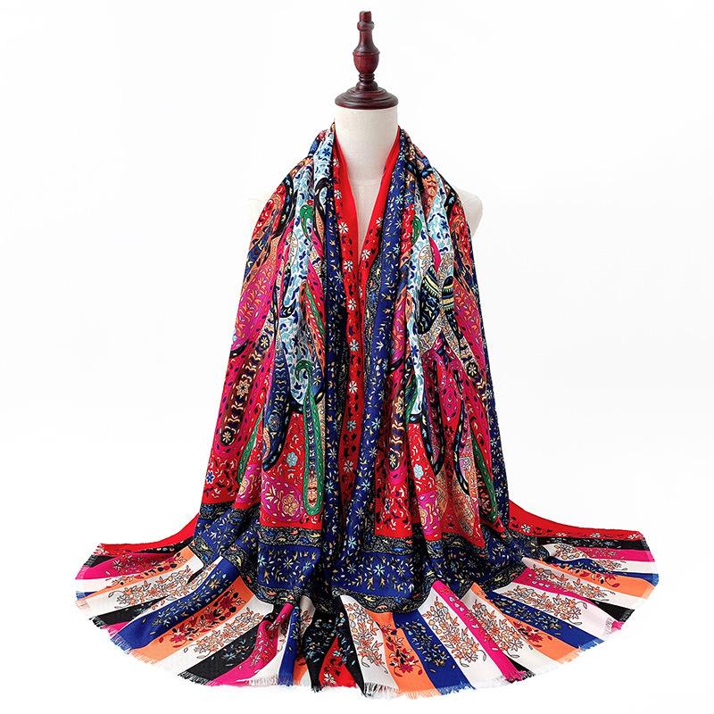 Bohe Style Cashew Floral Print Women'S Shawl Scarf Breathable Thin Travel Beach Scarves Ethnic Shawls Vintage Bandana Stoles