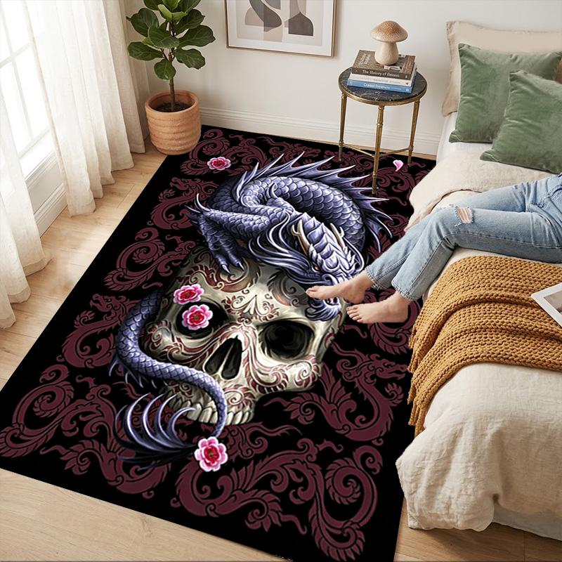 Dragon Skull Living Room Nonslip Area Rug Soft Carpet For Bedroom Game Playroom Sofa Office Home Decor Doormat Christmas Gift