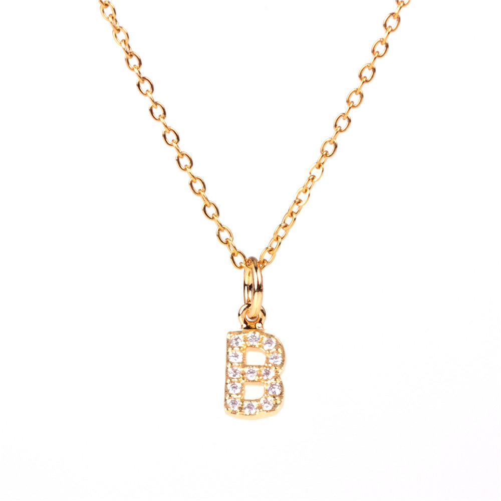 New Diamond Clavicle Necklace with 26 Alphabet Pendants - Stylish European and American Jewelry