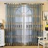 Blue Jacquard Window Sheer Curtain, Window Treatment for Living Room Bedroom Balcony Home Decor