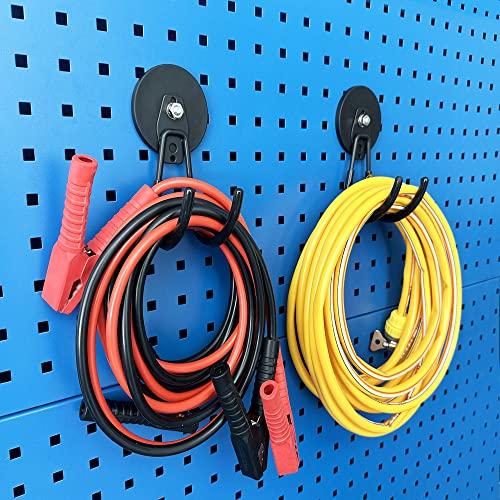 ULIBERMAGNET Strong Magnetic Hooks, 2-Pack, Heavy-Duty Large Magnetic Hooks for Extension Cords, Cables, Hoses, Power Cords, Ropes, Drills, Jigsaws, C