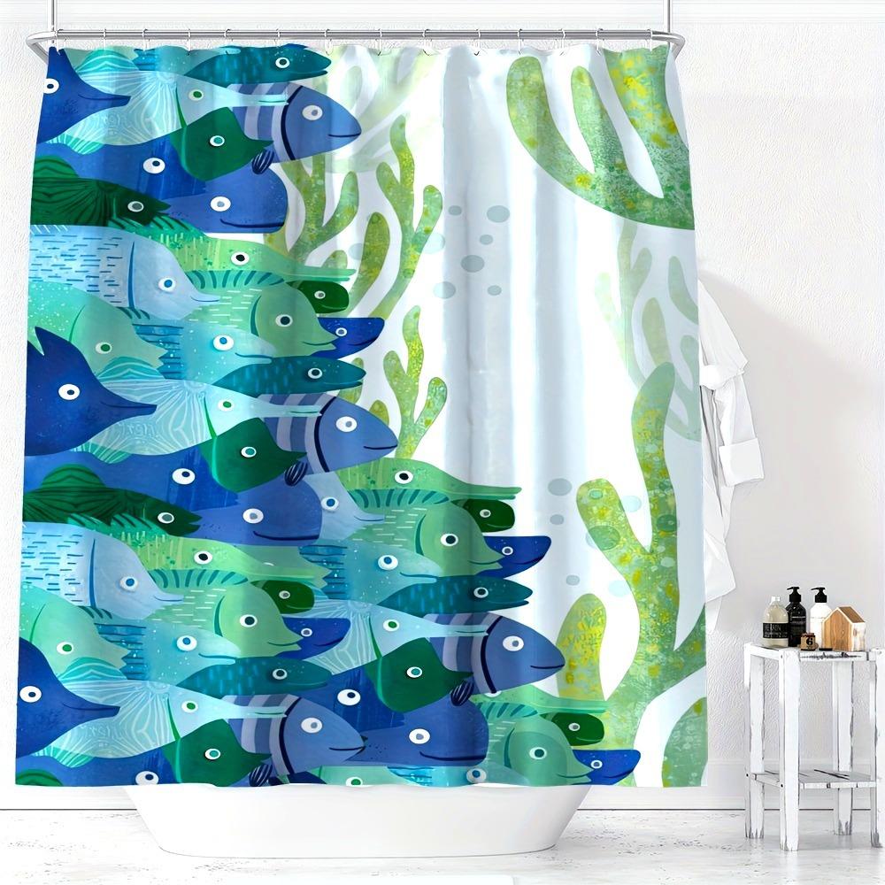 

Cartoon Underwater World Fish Pattern Shower Curtain Washable Dirt-Resistant Shower Head Waterproof Polyester Bath Curtain W60H190(CM)-1 Pcs