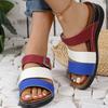 Fashion Plus Size Mixed Color Wedge Slippers Women Summer Beach Weightlight Pu Leather Slides Woman New Soft Sole Non Slip Sandal Mujer