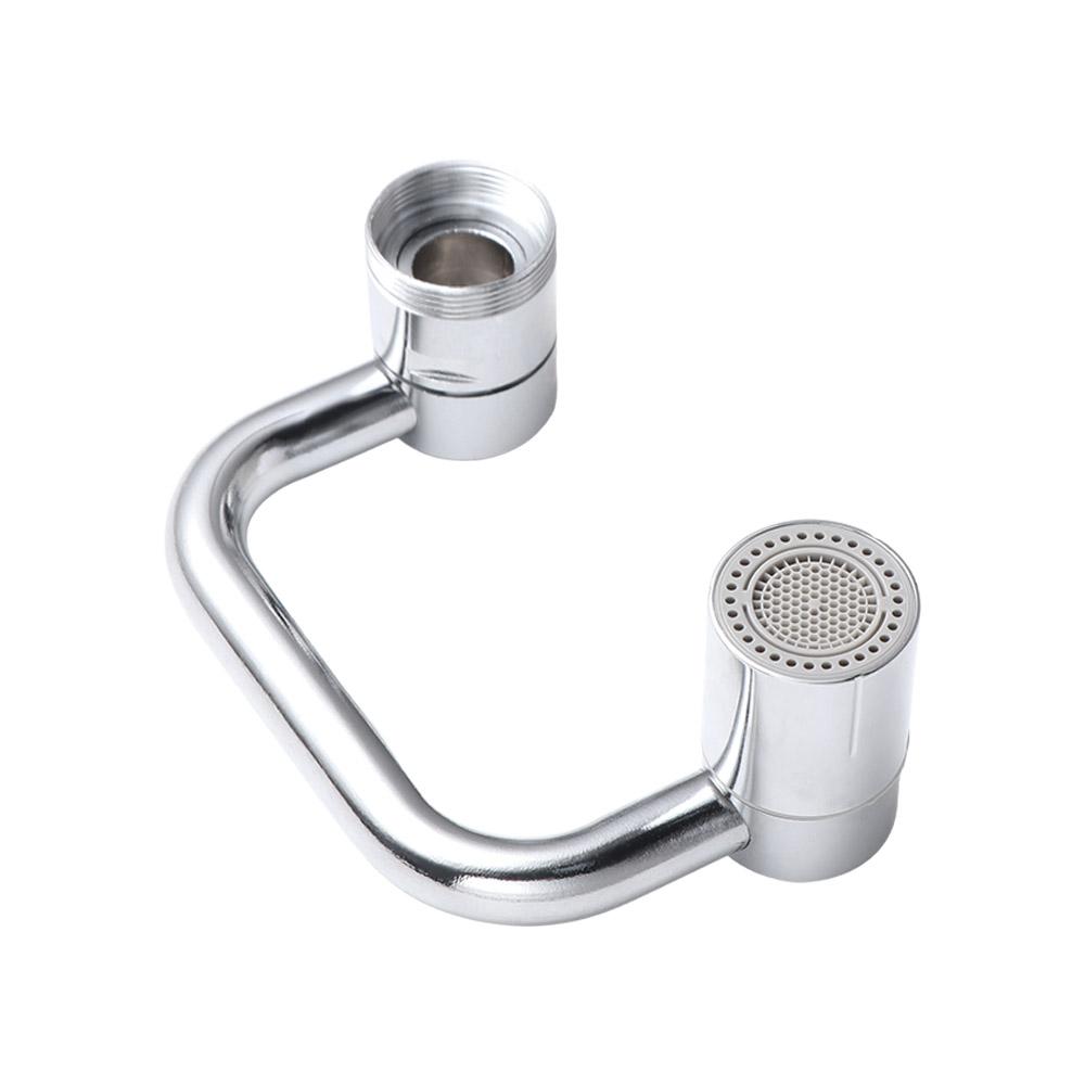 Practical Silver Faucet Extender Alloy 2 Gear Adjustable Rotating Spray Faucet Splash-Proof U Shaped Faucet Nozzle Adapter Sink