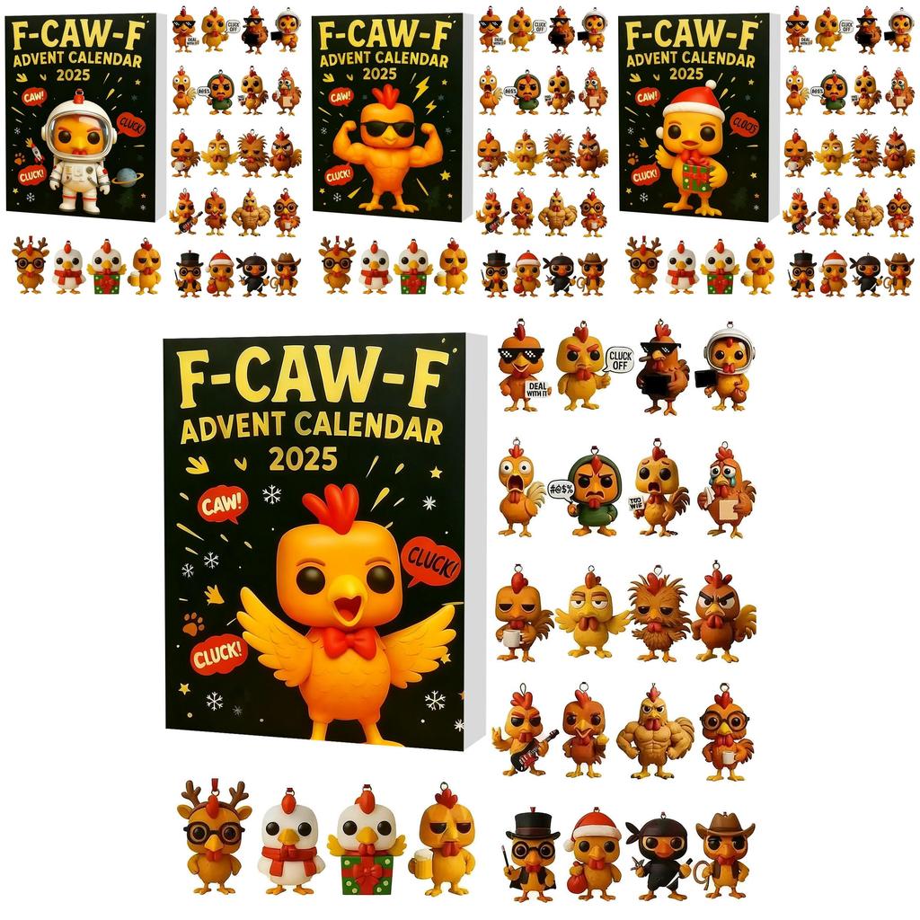 Christmas Advent Calendar F Caw F Chicken Decorative Figurines With Acrylic Material For Festive Celebrations