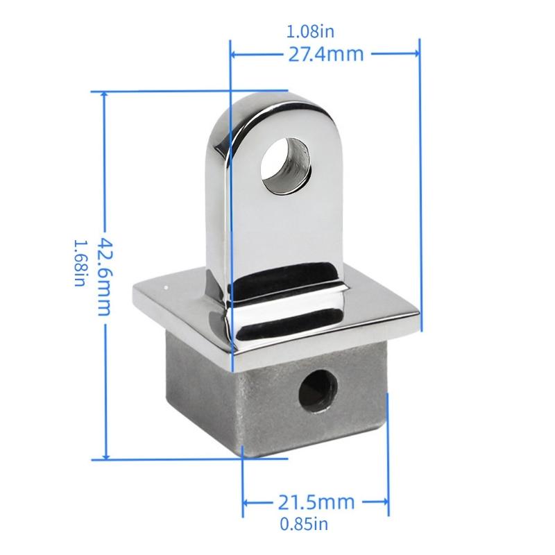 28/32mm Edelstahl Boots-Schiebekappe Quadratrohr Oberes Auge Endkappe Marine Bimini Beschlag für Markise Einfache Montage