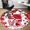 1pc Love Heart Print Carpet for Office Non-Slip, Round Carpet, Soft & Comfortable, Carpet for Office, Lightweight Round Floor Mat