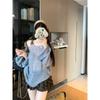 Kumikumi Stylish Leopard Print Lace-up off-Shoulder Long Sleeves Pullover Sweater Female Autumn New Arrival Chic Anti-Aging Top