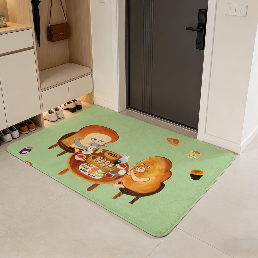 Character P-Pan D-Dorobou Floor Mat Soft Cartoon Flannel Non-Slip Kids Play Mat & Entrance Door Mat for Bathroom Bedroom