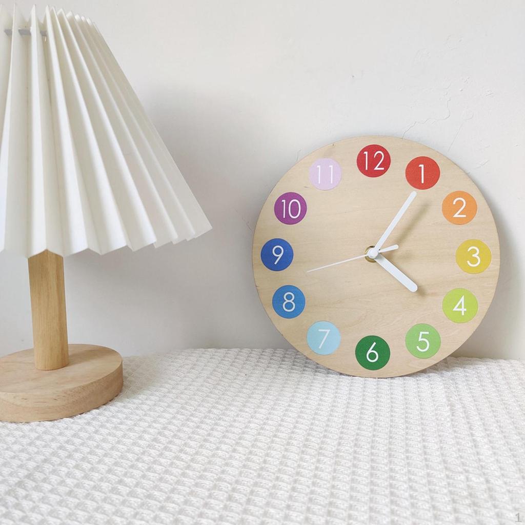 Clock Non Ticking Multi Colored Numbers Battery Operated Decorative Wall Silent for Home