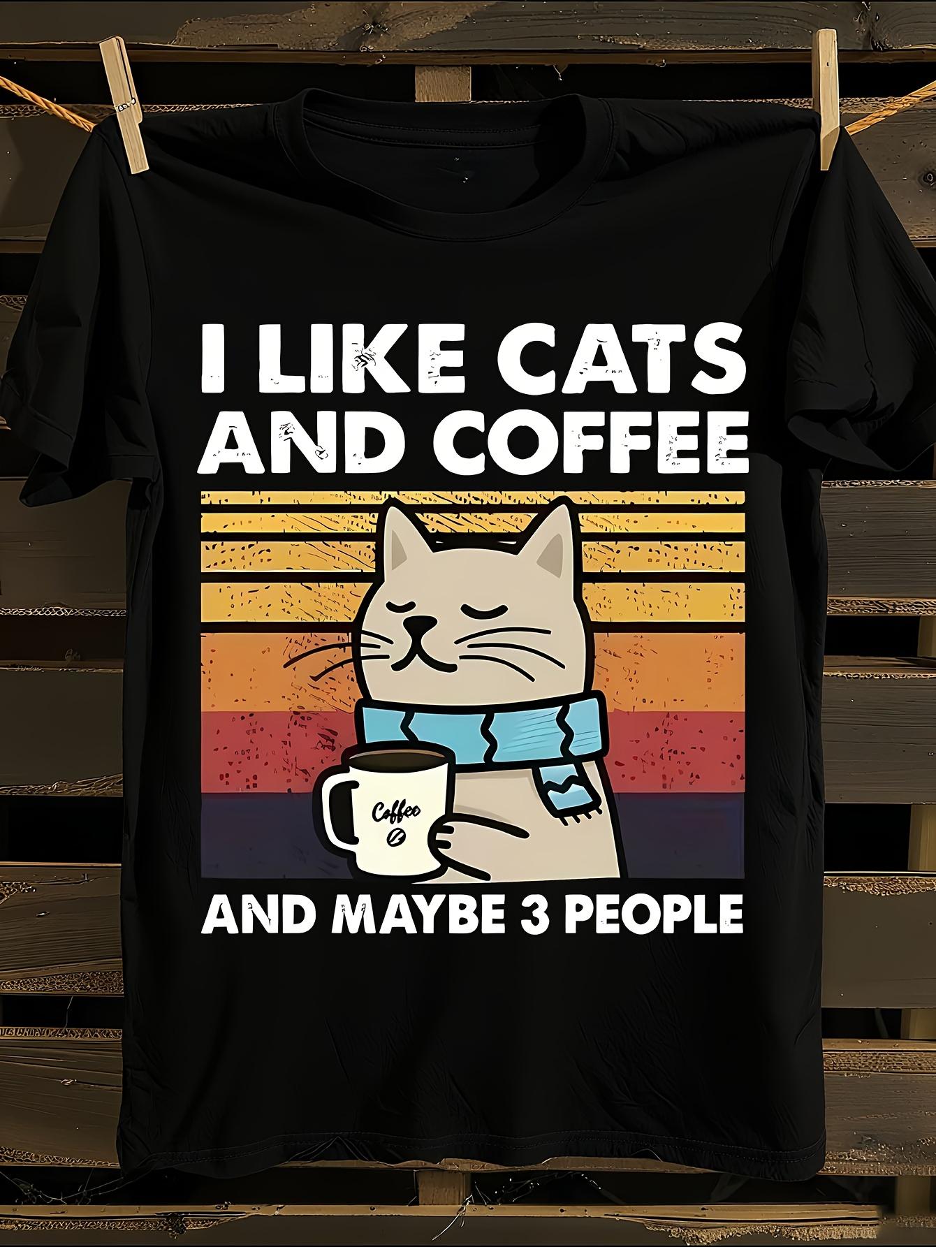 Funny Cat Coffee Lovers Tshirt L