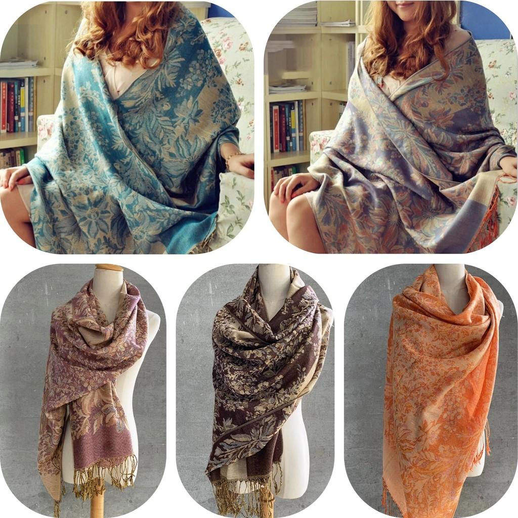 Elegant Floral Print Scarf For Women In Vibrant Colors Thick Warmth And Stylish Design Ideal For Winter And Air Conditioning