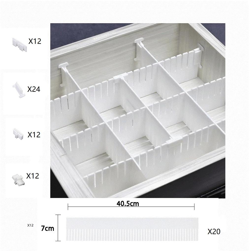 20 pieces 60 attached Drawer Partition DIY Freely for Small Desktop Storage 20 pieces 60 attached (40.5x7cm + files) Storage, Cuttable, Socks,