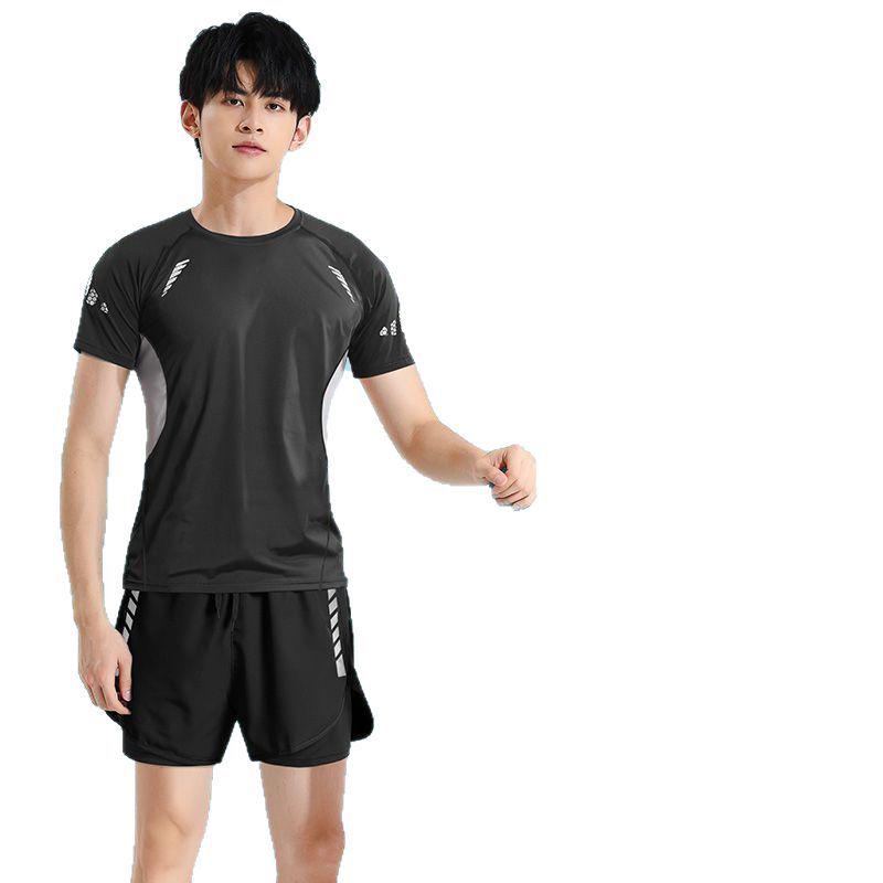 Men's Anti-Embarrassment Swimsuit Set: Square Leg Trunks & Full Swim Gear for Surfing and Diving