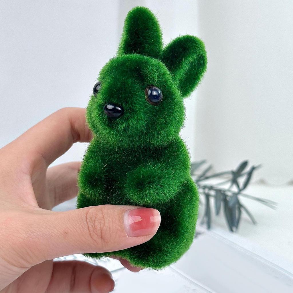 Artificial Moss Easter Bunny Ornament Realistic Flock Green Rabbit Faux Greenery Home Holiday Party Spring Decor Ornament