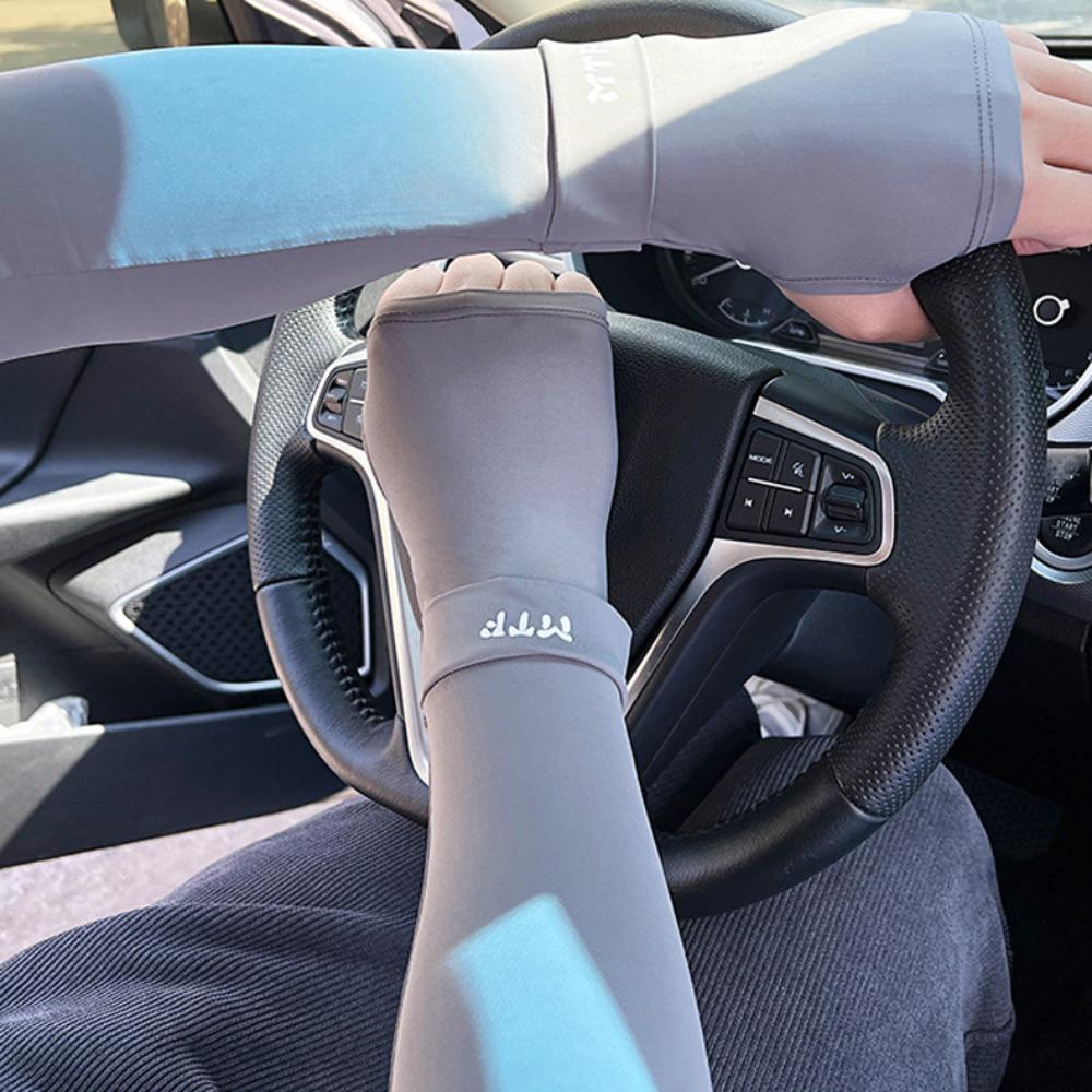 Arm Protection Long Ice Silk Sleeves Loose Cycling Gloves Sun Protection Sunscreen Arm Covers  Men