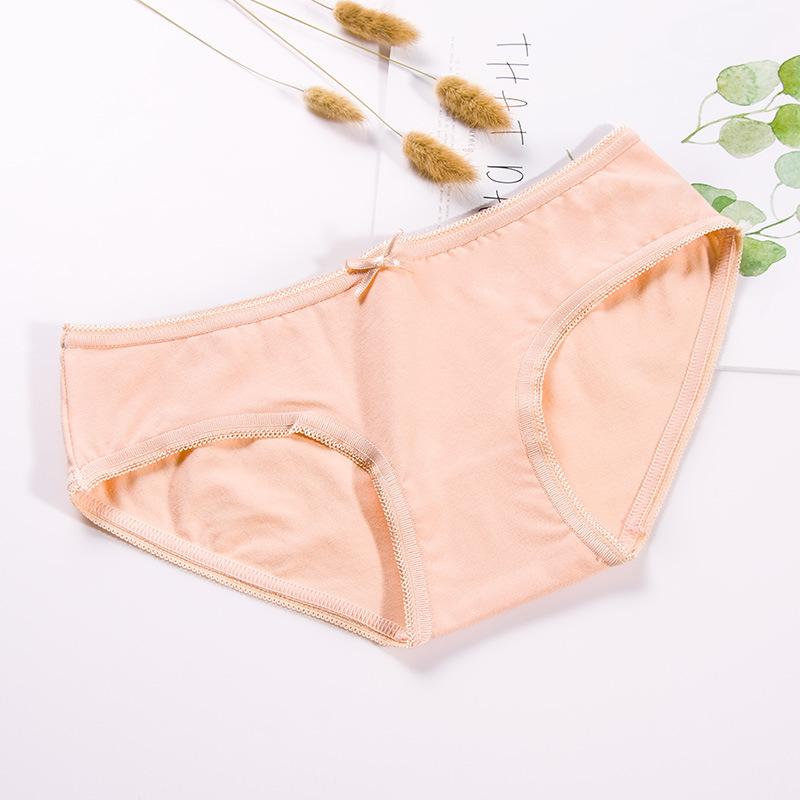 Studentské jednoduché jednobarevné Středně nízká mašli Prodyšné spodky Bavlněné spodní prádlo Kalhotky